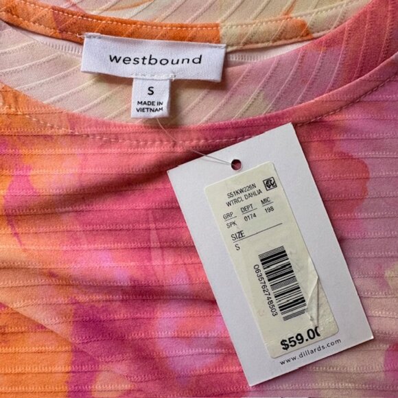 Westbound Womens Shirt Watercolor Dolman Sleeve S Pullover Top Textured Knit NWT - Picture 6 of 8